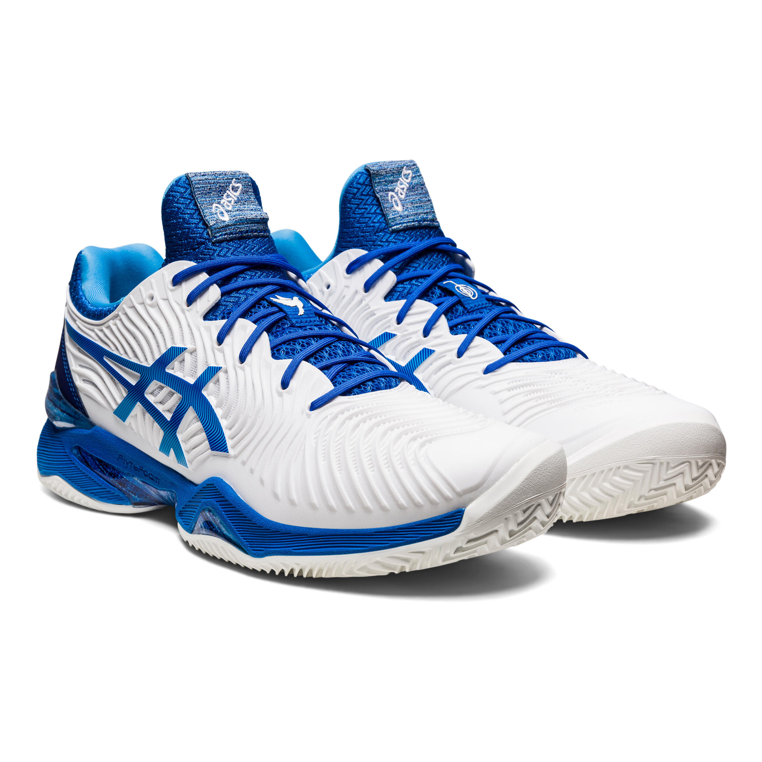 ASICS Court FF 2 Novak Sandplatzschuh Herren WeiB Blau online kaufen Tennis Point DE