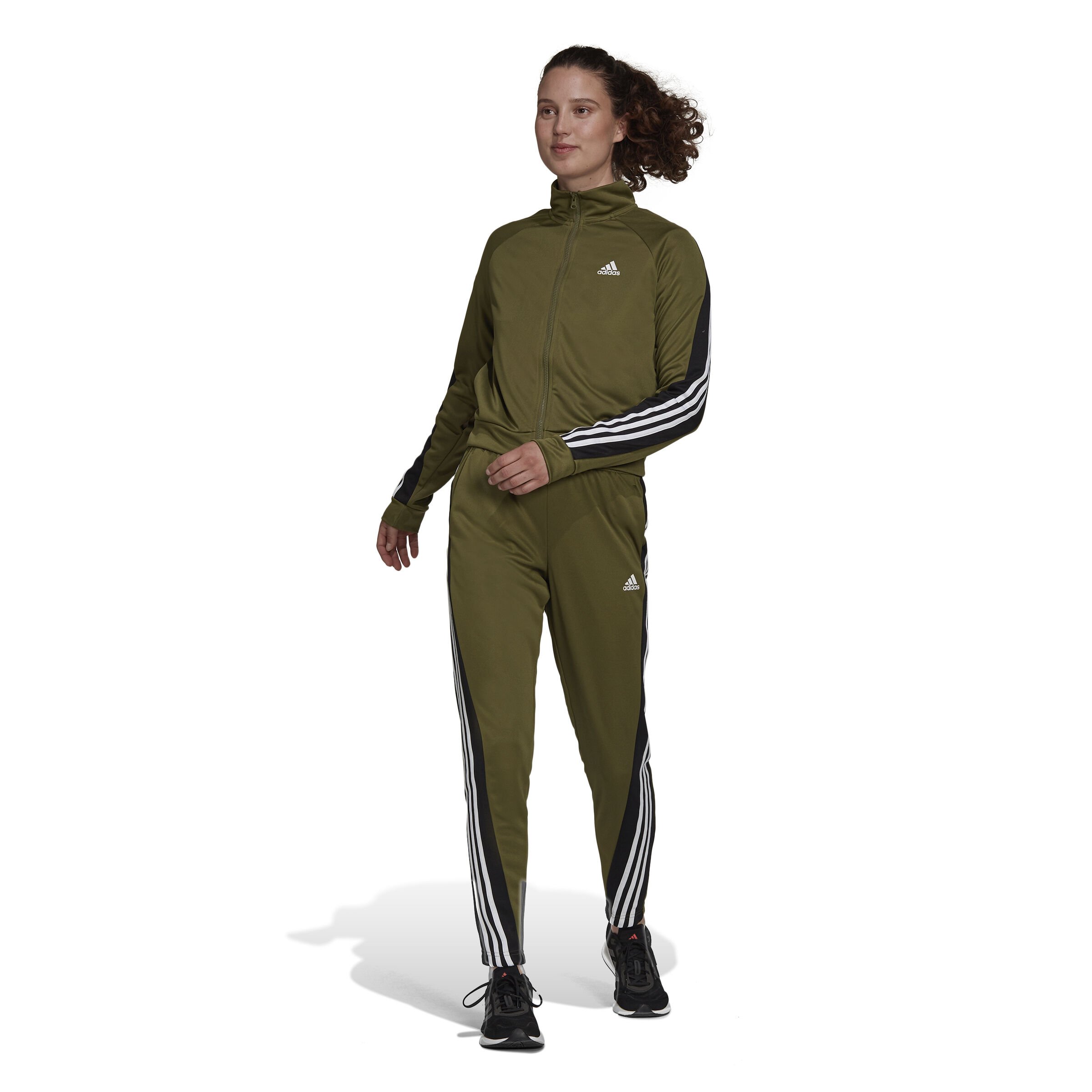 adidas Teamsport Trainingsanzug Damen Oliv WeiB online kaufen Tennis Point DE