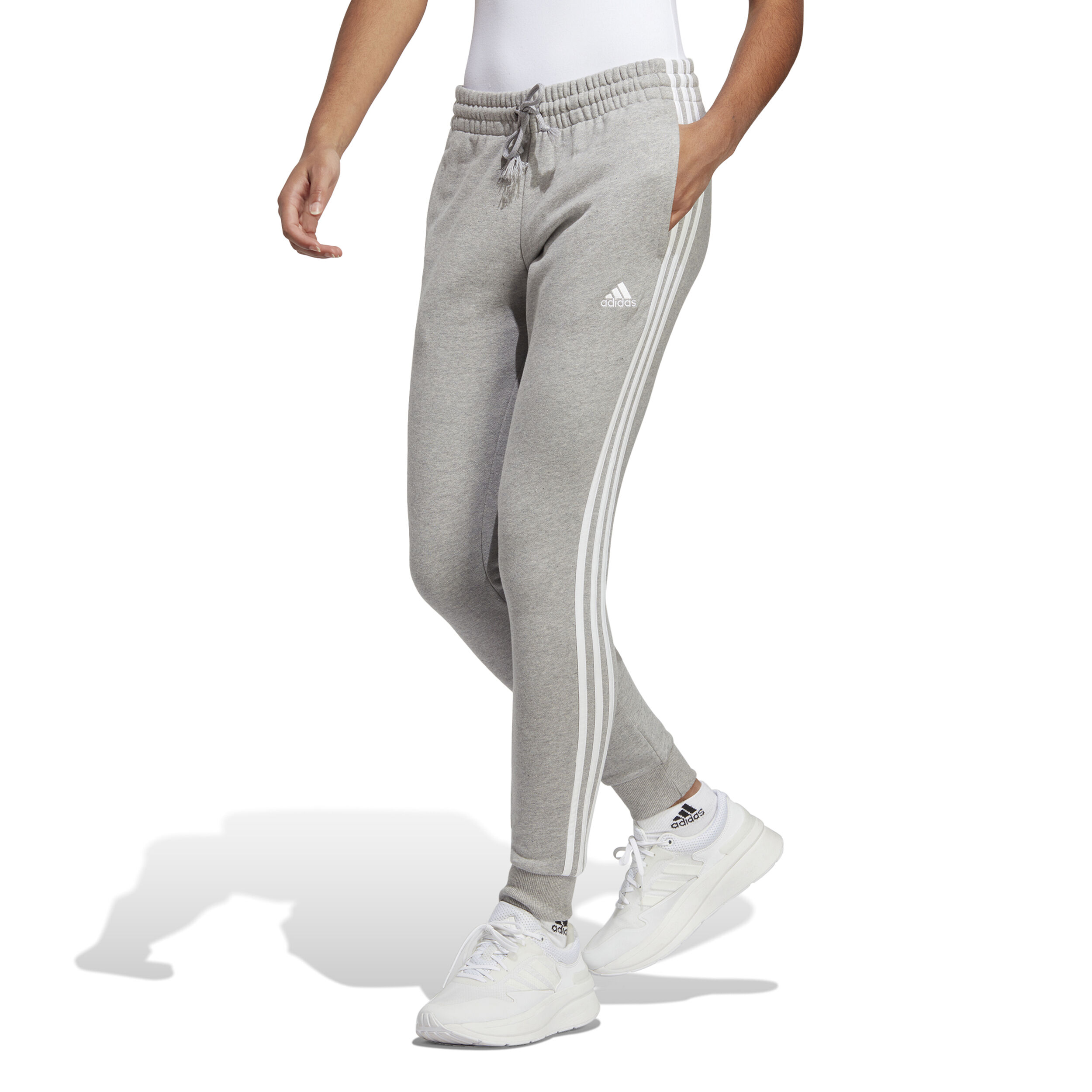 adidas 3 Stripes Velcro Trainingshose Damen Grau WeiB online kaufen Tennis Point DE