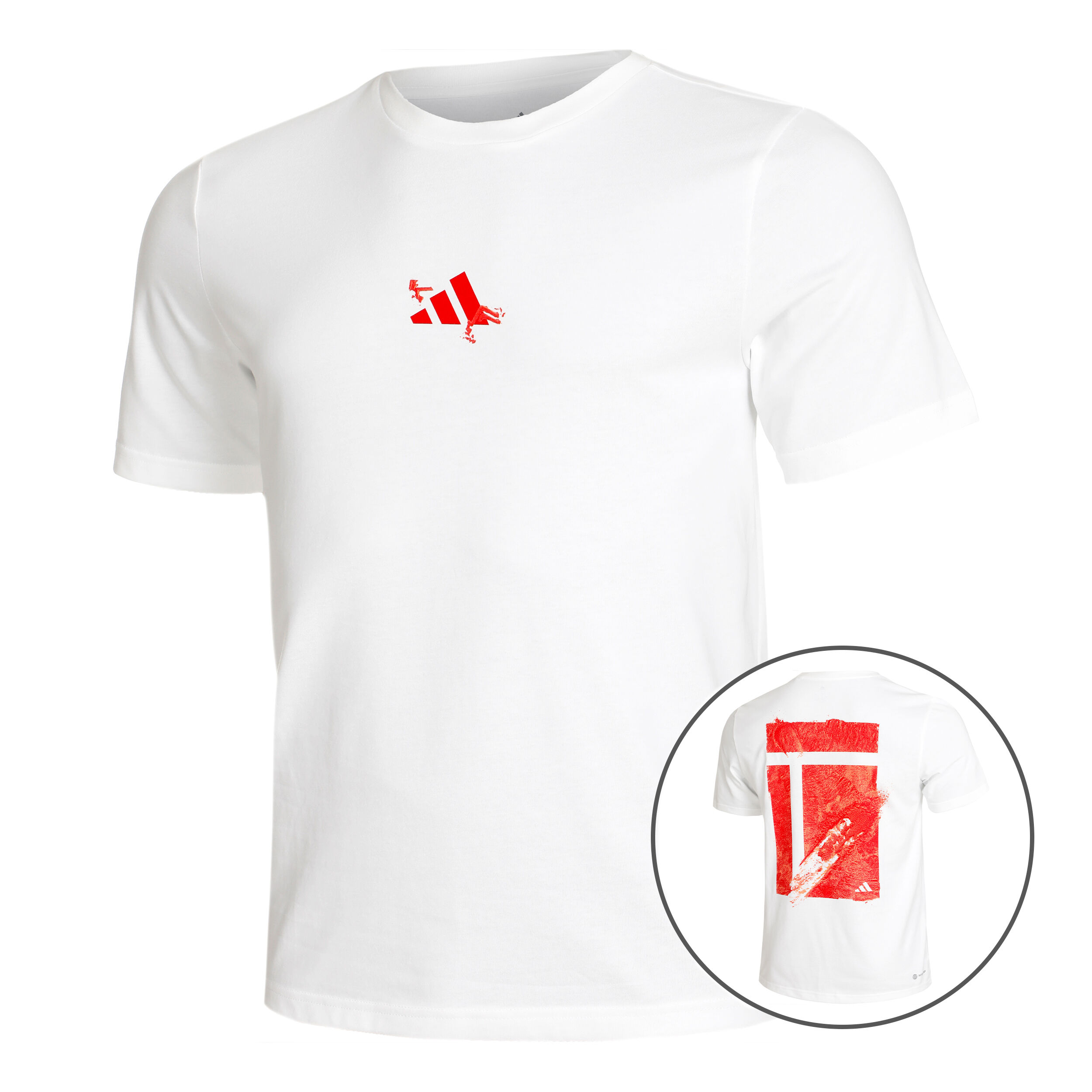 White adidas shirt with red logo outlet