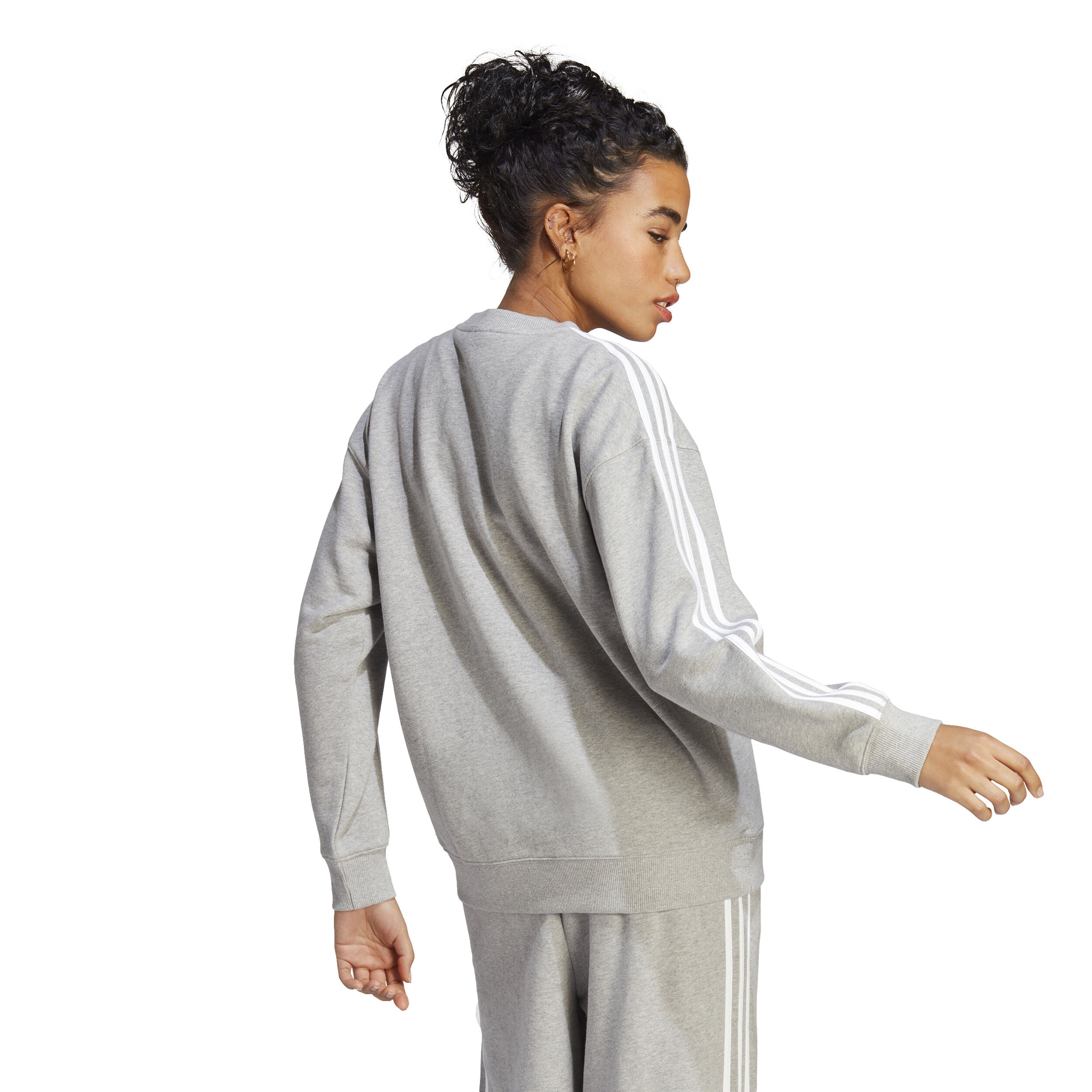 adidas 3 Stripes Sweatshirt Damen Grau WeiB online kaufen Tennis Point DE