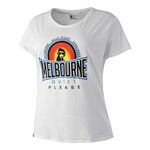 Quiet Please Bekleidung Quiet Please Melbourne Sunrise T-Shirt Damen-Weiß,Mehrfarbig