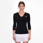 BIDI BADU Bekleidung BIDI BADU Crew V-Neck Longsleeve Damen-Schwarz