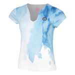 BIDI BADU Bekleidung BIDI BADU Watercolour V-Neck T-Shirt Damen-Weiß,Blau