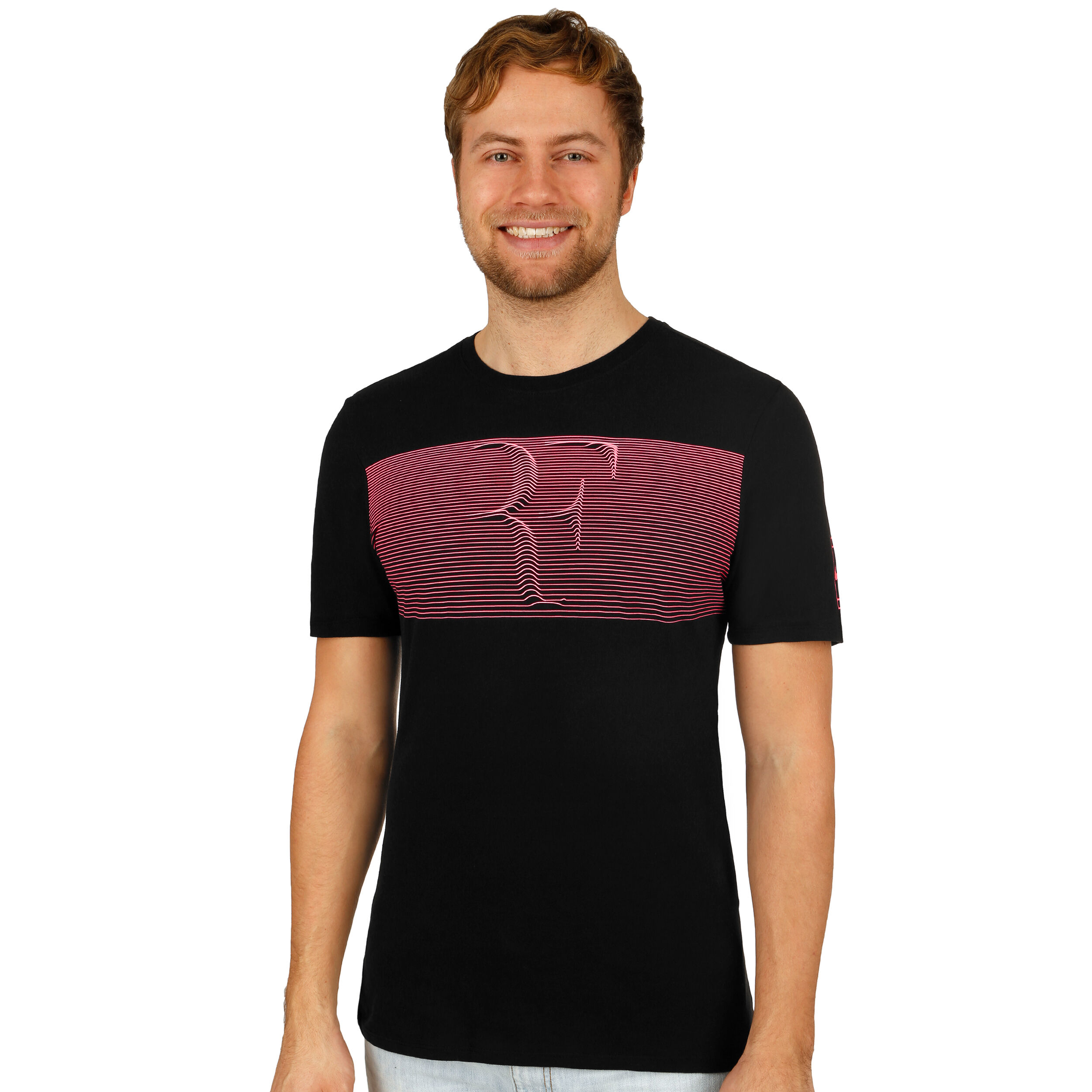 Roger Federer T Shirt Herren Schwarz Koralle