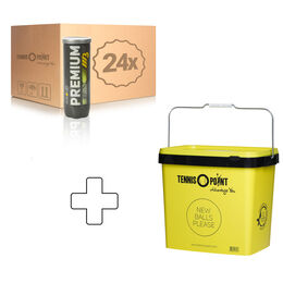 Premium Tennisball 3er 24 Dosen im Umkarton plus Balleimer eckig